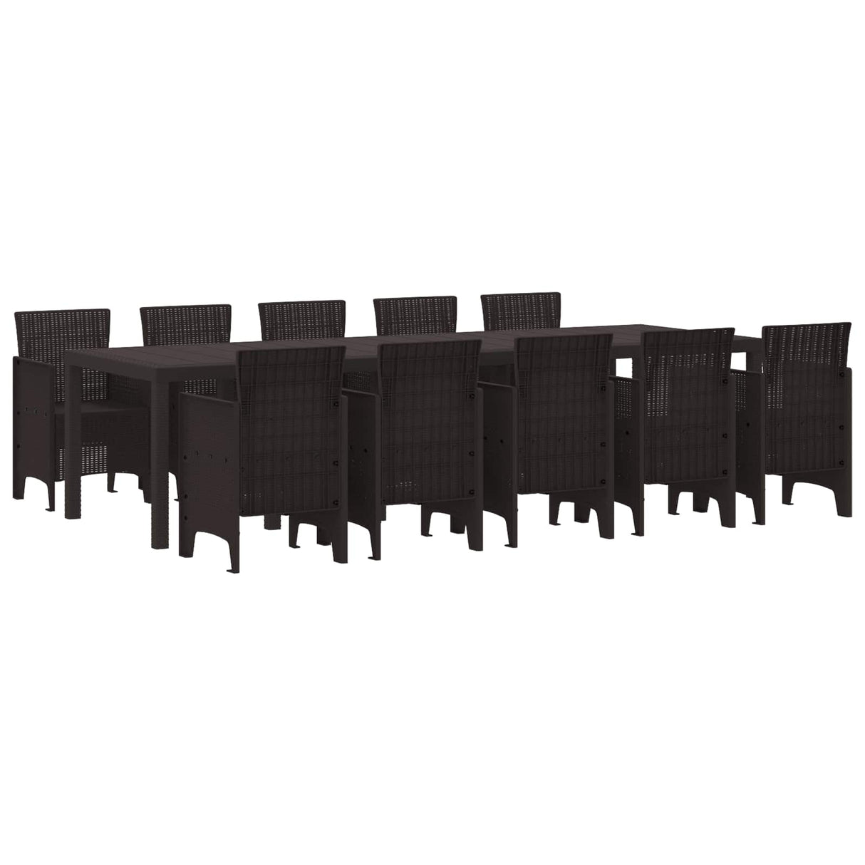 Garden Dining Set with Cushion 11 pcs Brown Rattan
