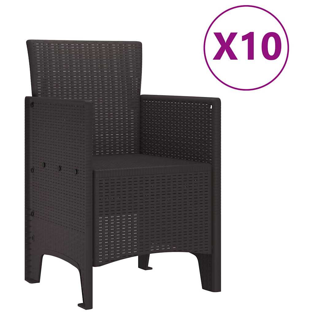 Garden Dining Set with Cushion 11 pcs Brown Rattan