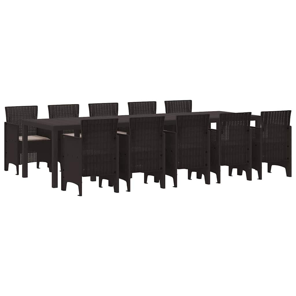 Garden Dining Set 11 pcs Brown and Taupe Poly rattan