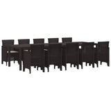Garden Dining Set 11 pcs Brown and Taupe Poly rattan