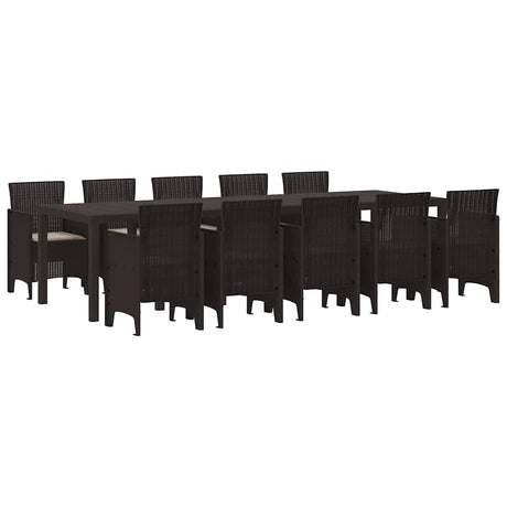 Garden Dining Set 11 pcs Brown and Taupe Poly rattan