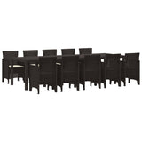 Garden Dining Set with Cushion 11 pcs Brown and Cream Rattan