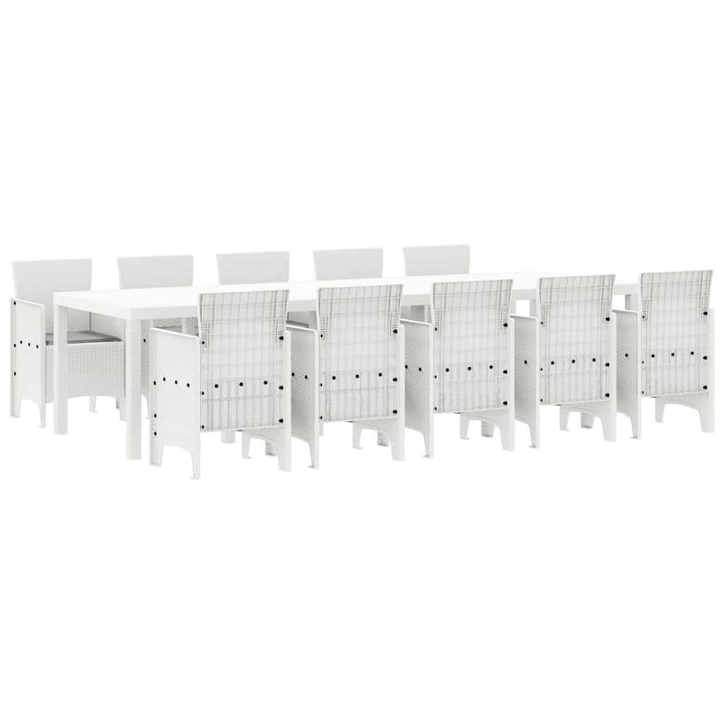 Garden Dining Set with Cushion 11 pcs White and Light grey