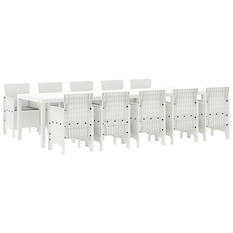 Garden Dining Set with Cushion 11 pcs White and Light grey