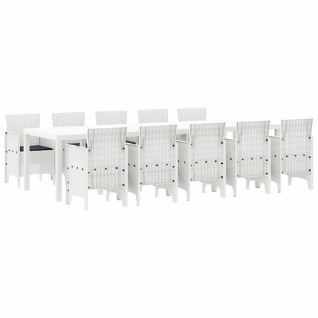 Garden Dining Set 11 pcs White Poly rattan and Aluminium