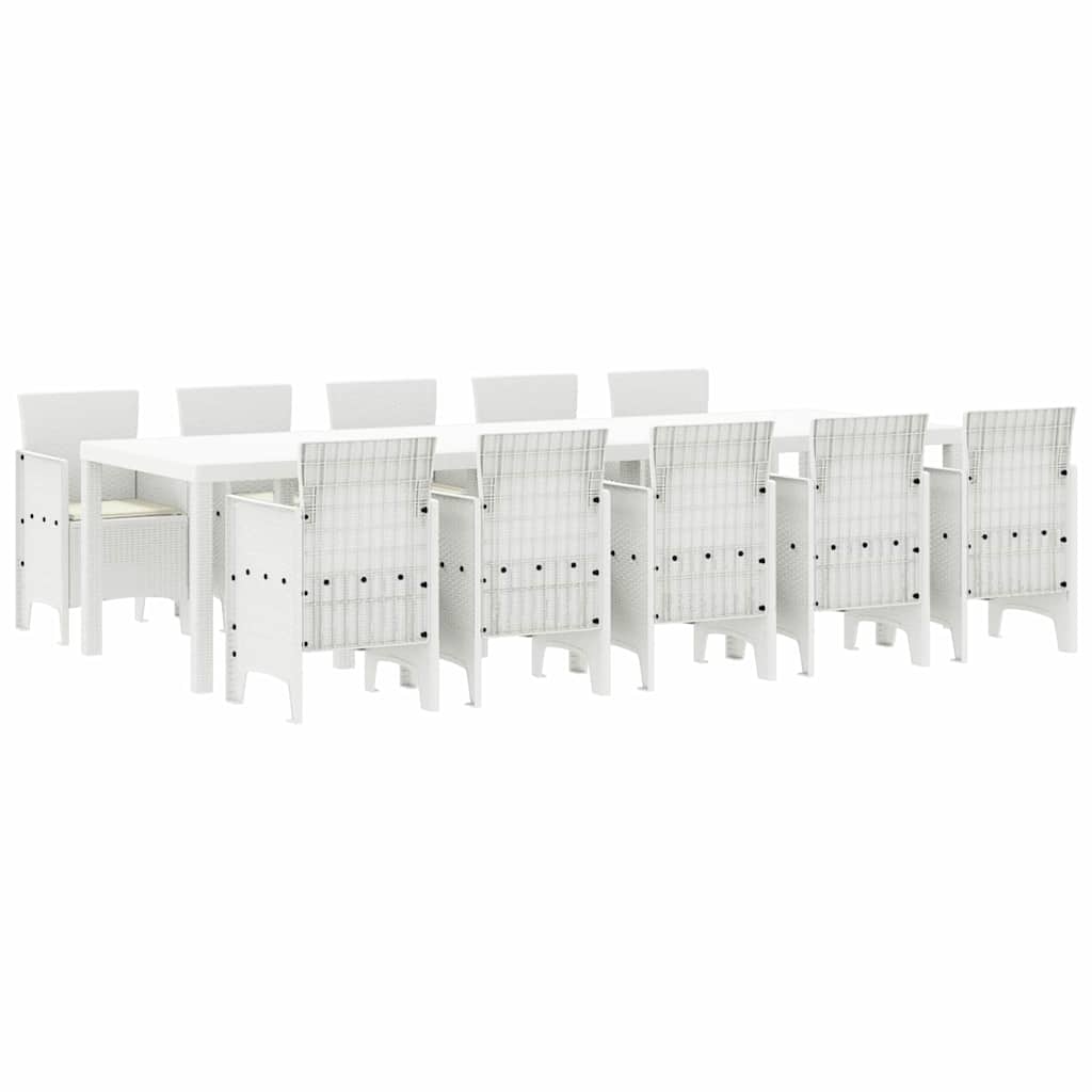 Garden Dining Set 11 pcs White Poly rattan and Steel