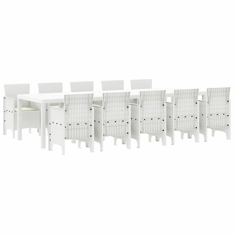 Garden Dining Set 11 pcs White Poly rattan and Steel