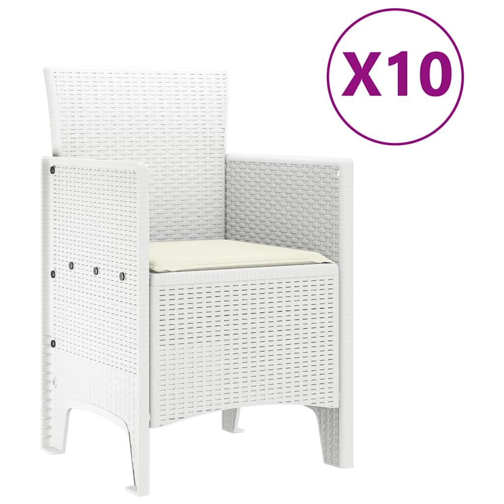 Garden Dining Set 11 pcs White Poly rattan and Steel