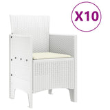 Garden Dining Set 11 pcs White Poly rattan and Steel