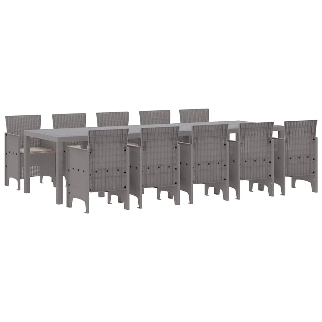Garden Dining Set with Cushion 11 pcs Light grey Poly rattan
