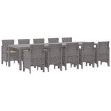 Garden Dining Set with Cushion 11 pcs Light grey Poly rattan
