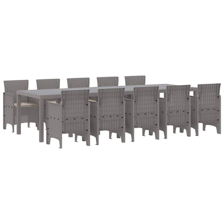 Garden Dining Set with Cushion 11 pcs Light grey Poly rattan