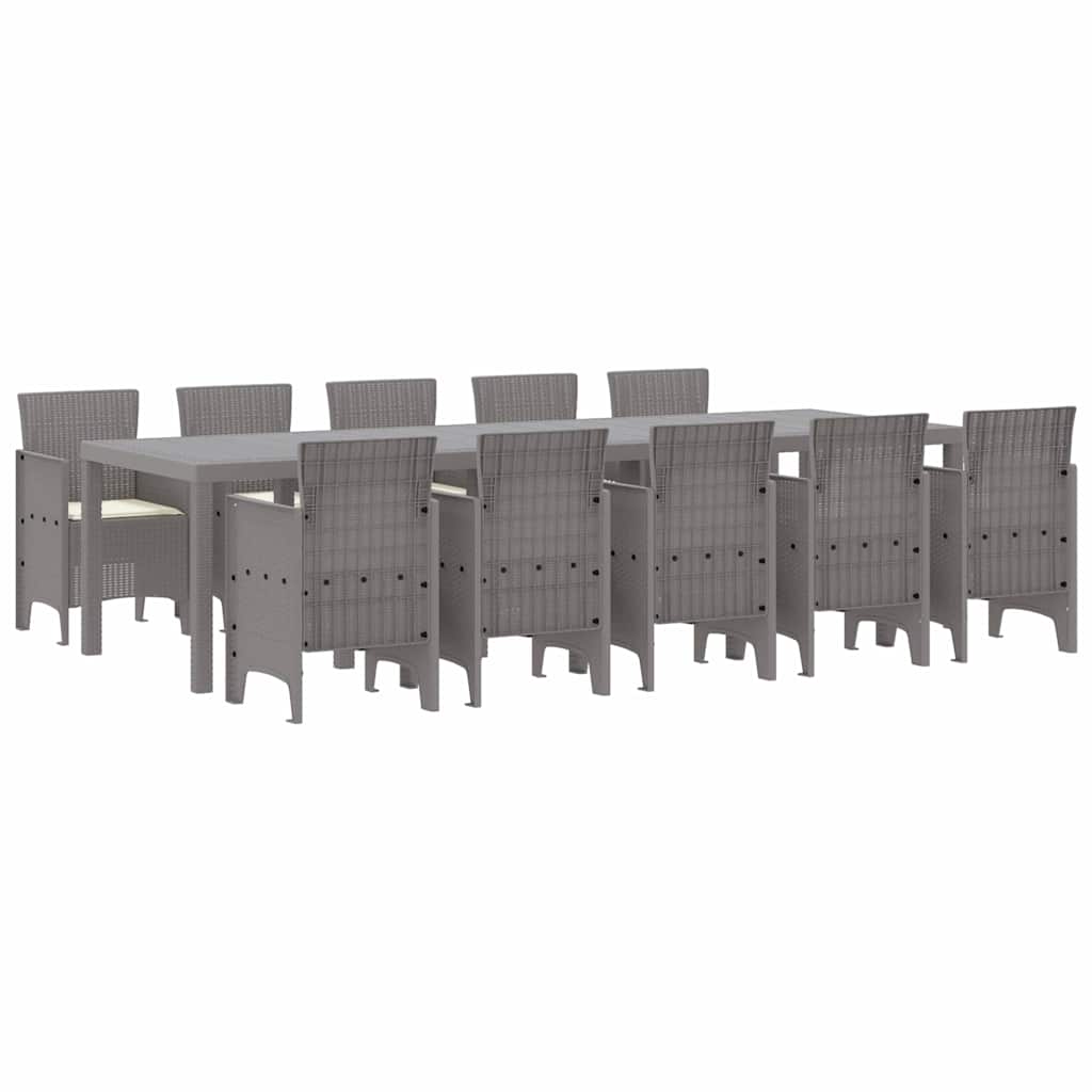 Garden Dining Set with Cushion 11 pcs Light grey and Cream