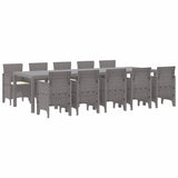 Garden Dining Set with Cushion 11 pcs Light grey and Cream
