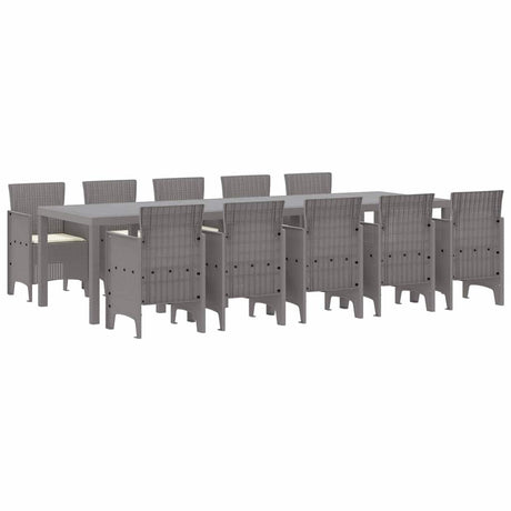 Garden Dining Set with Cushion 11 pcs Light grey and Cream