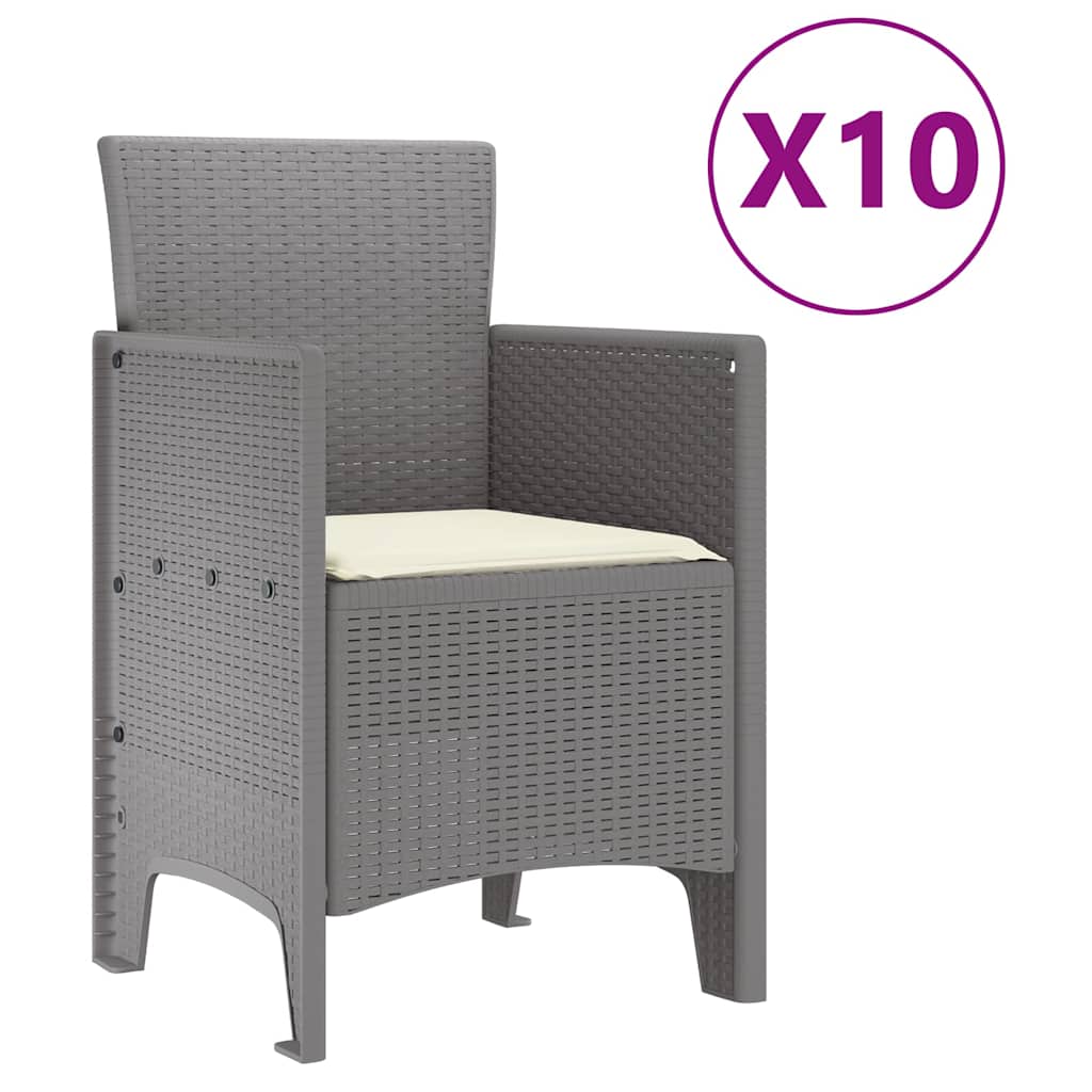 Garden Dining Set with Cushion 11 pcs Light grey and Cream