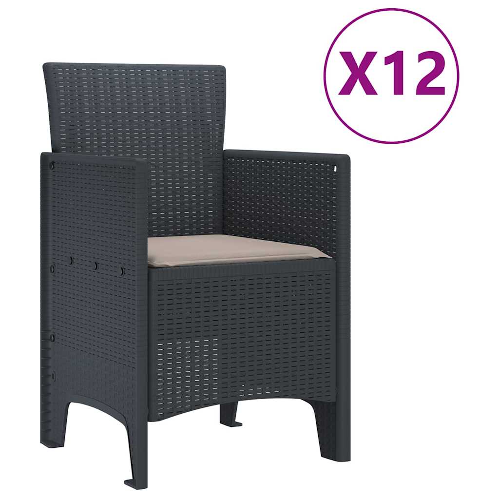 Garden Dining Set 13 pcs Anthracite Polt rattan