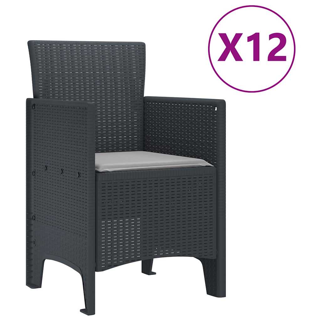 Garden Dining Set 13 pcs Anthracite Polt rattan