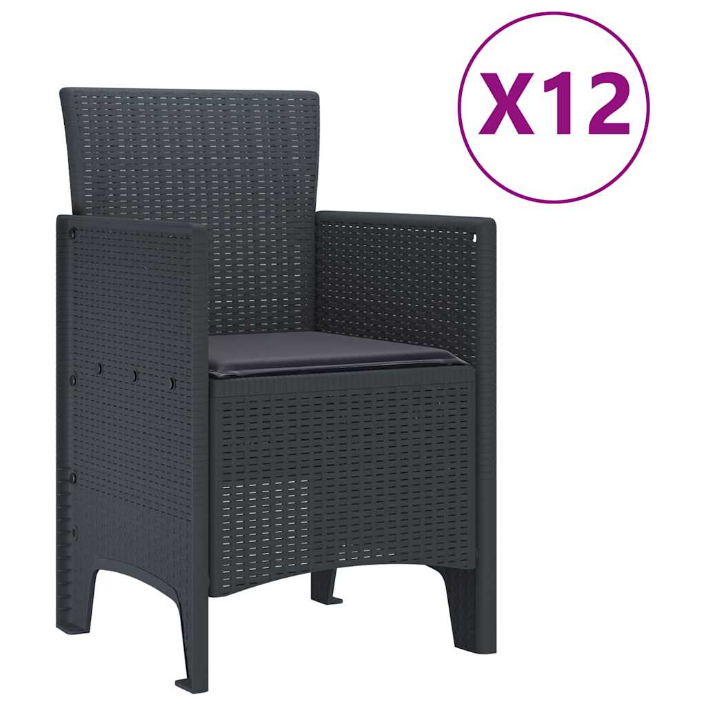 Garden Dining Set 13 pcs Anthracite Polt rattan