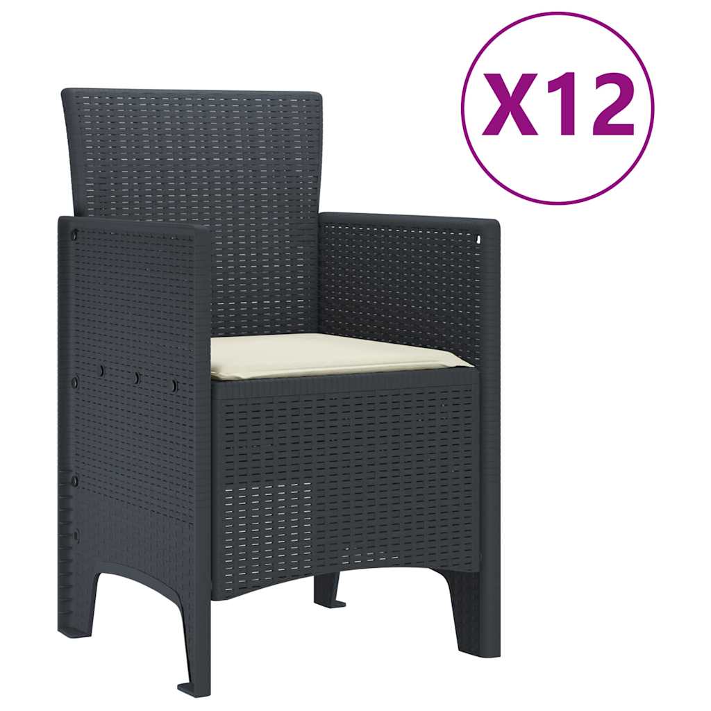 Garden Dining Set 13 pcs Anthracite Polt rattan