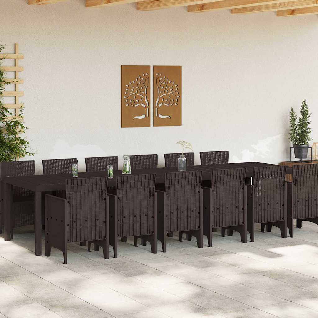Garden Dining Set 13 pcs Brown Polt rattan