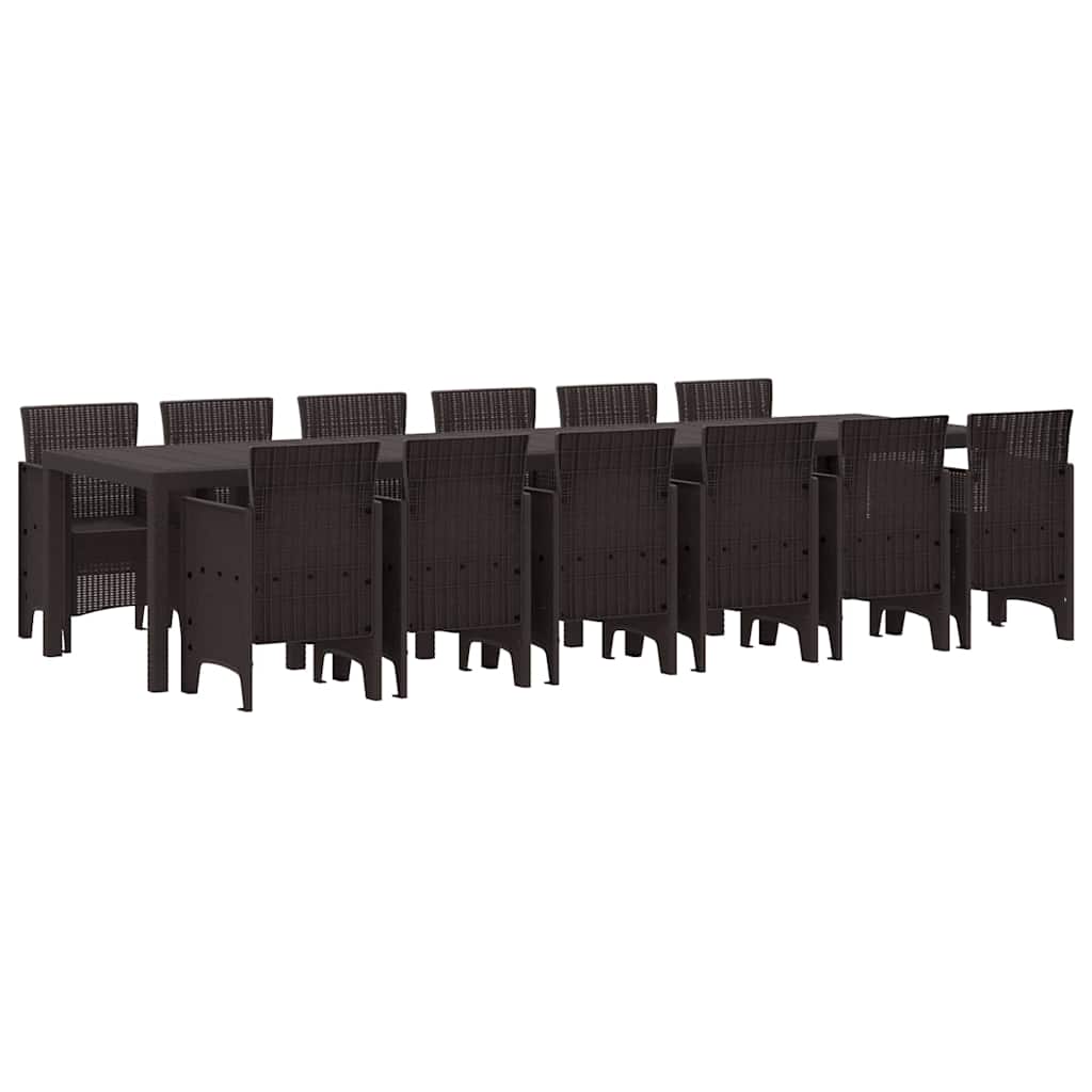 Garden Dining Set 13 pcs Brown Polt rattan