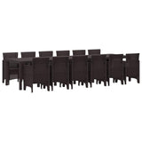 Garden Dining Set 13 pcs Brown Polt rattan