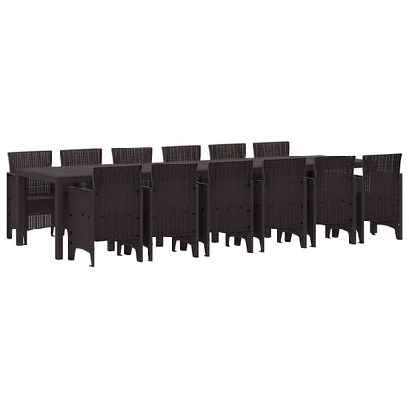 Garden Dining Set 13 pcs Brown Polt rattan