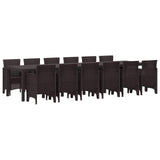 Garden Dining Set 13 pcs Brown Polt rattan