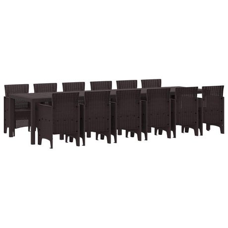 Garden Dining Set 13 pcs Brown Polt rattan