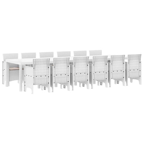 Garden Dining Set 13 pcs White Polt rattan
