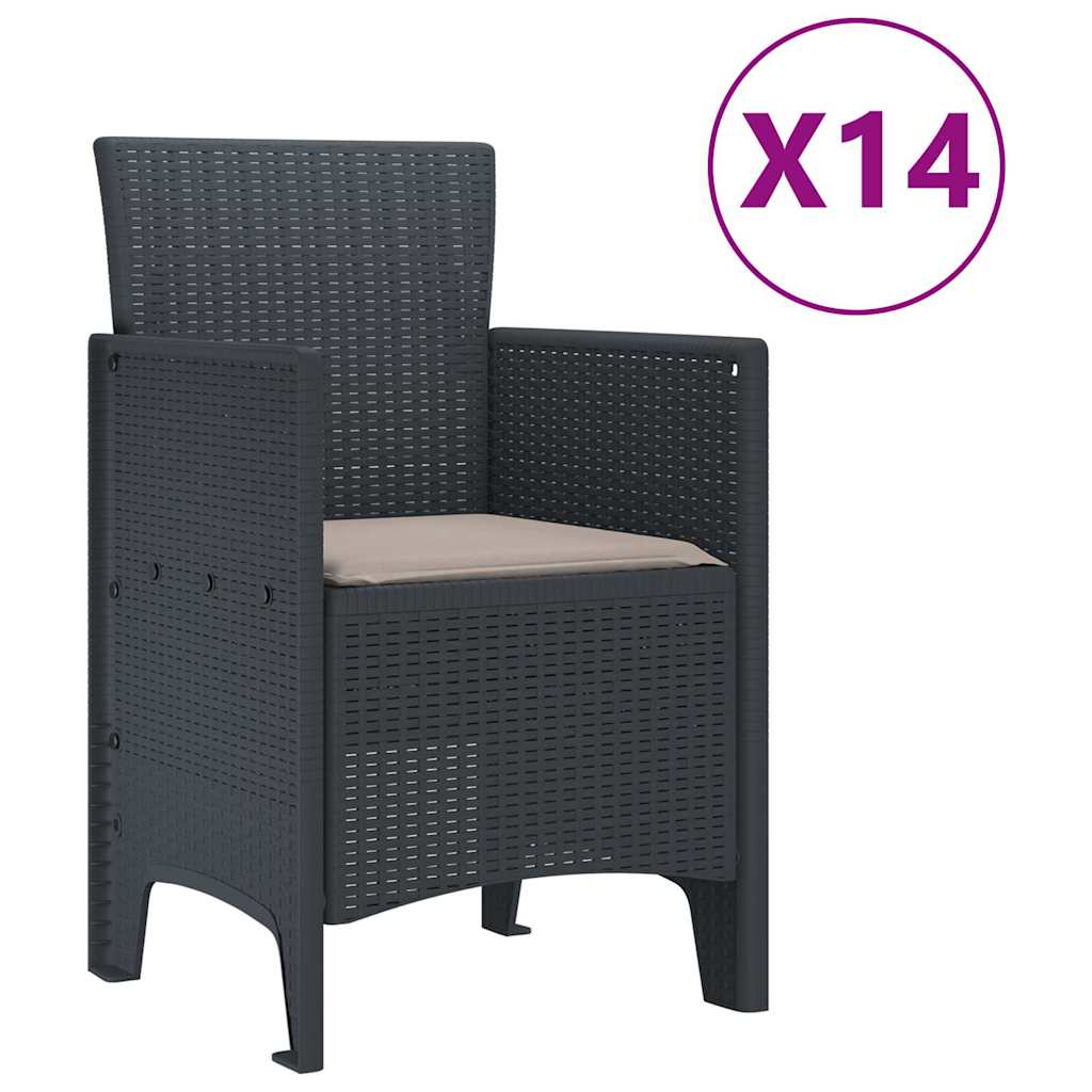 Garden Dining Set 15 pcs Anthracite Polt rattan
