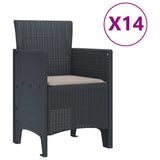 Garden Dining Set 15 pcs Anthracite Polt rattan