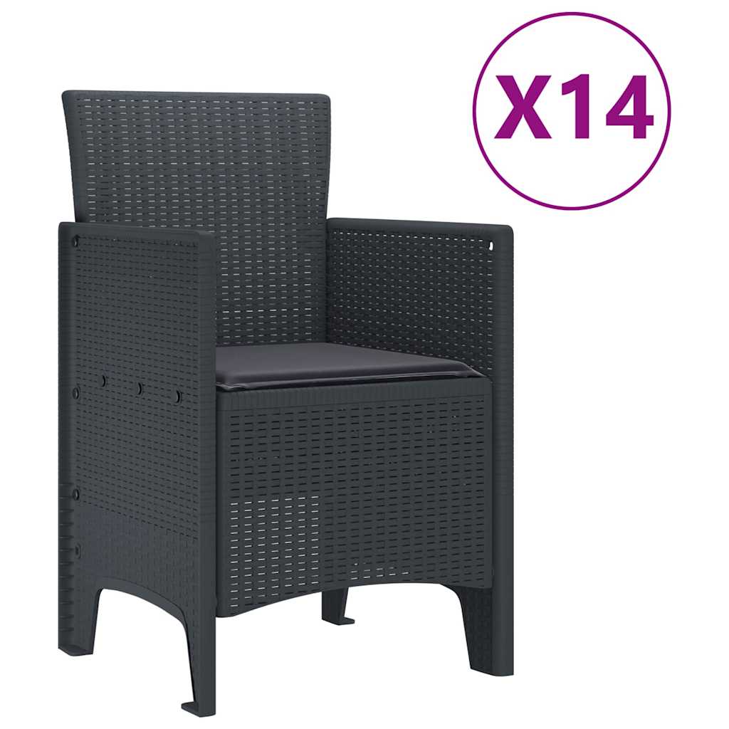 Garden Dining Set 15 pcs Anthracite Polt rattan