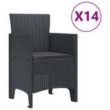 Garden Dining Set 15 pcs Anthracite Polt rattan