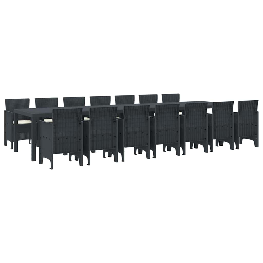 Garden Dining Set 15 pcs Anthracite Polt rattan
