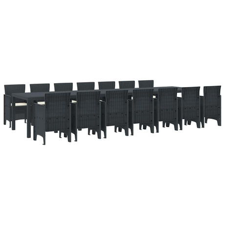 Garden Dining Set 15 pcs Anthracite Polt rattan