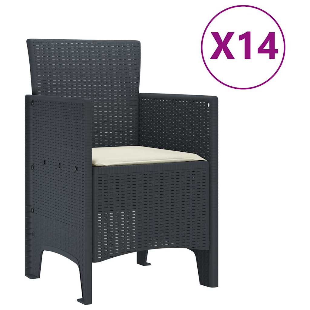 Garden Dining Set 15 pcs Anthracite Polt rattan