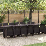 Garden Dining Set with Cushion 15 pcs Brown Poly Rattan