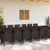 Garden Dining Set with Cushion 15 pcs Brown Poly Rattan