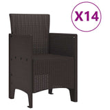 Garden Dining Set 15 pcs Brown Polt rattan