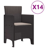 Garden Dining Set 15 pcs Brown Polt rattan