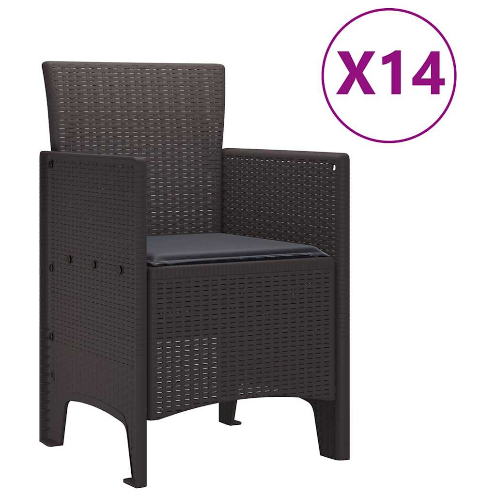 Garden Dining Set 15 pcs Brown Polt rattan