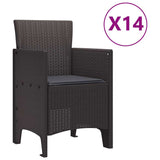 Garden Dining Set 15 pcs Brown Polt rattan