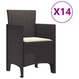Garden Dining Set 15 pcs Brown Polt rattan