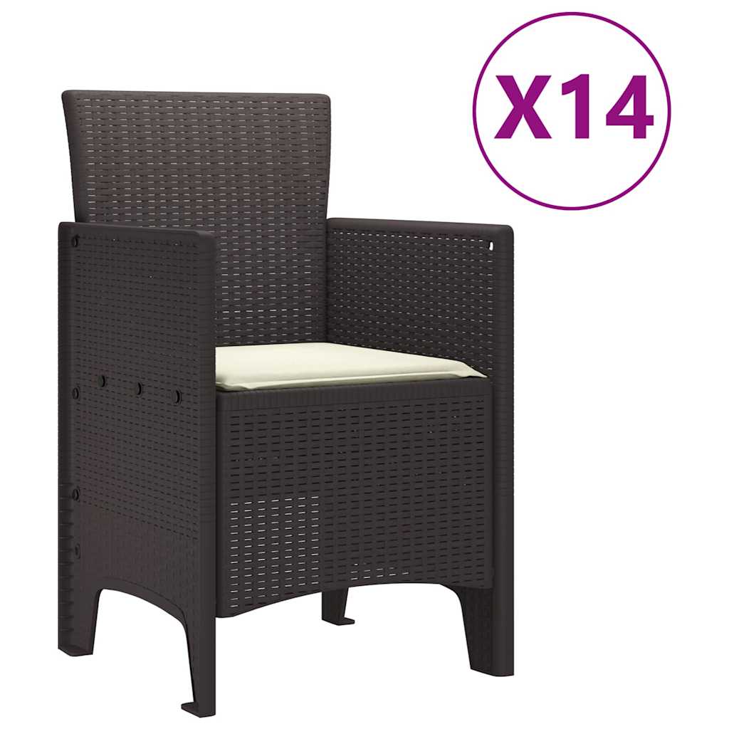 Garden Dining Set 15 pcs Brown Polt rattan