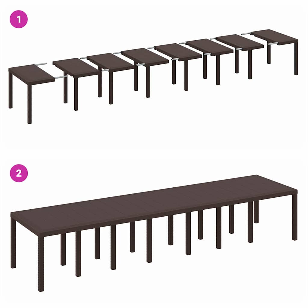 Garden Dining Set 15 pcs Brown Polt rattan