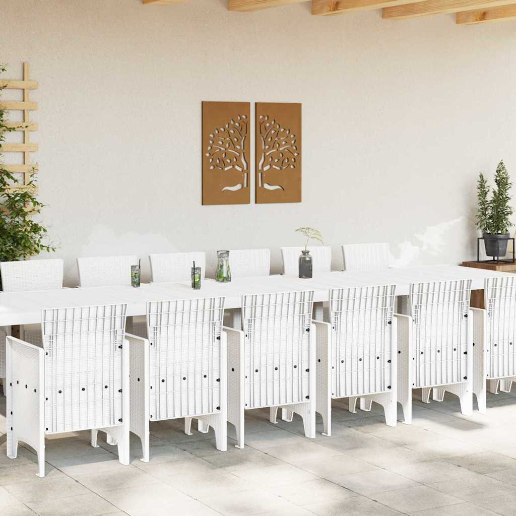 Garden Dining Set 15 pcs White Polt rattan