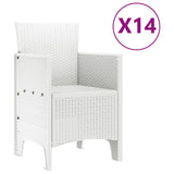 Garden Dining Set 15 pcs White Polt rattan