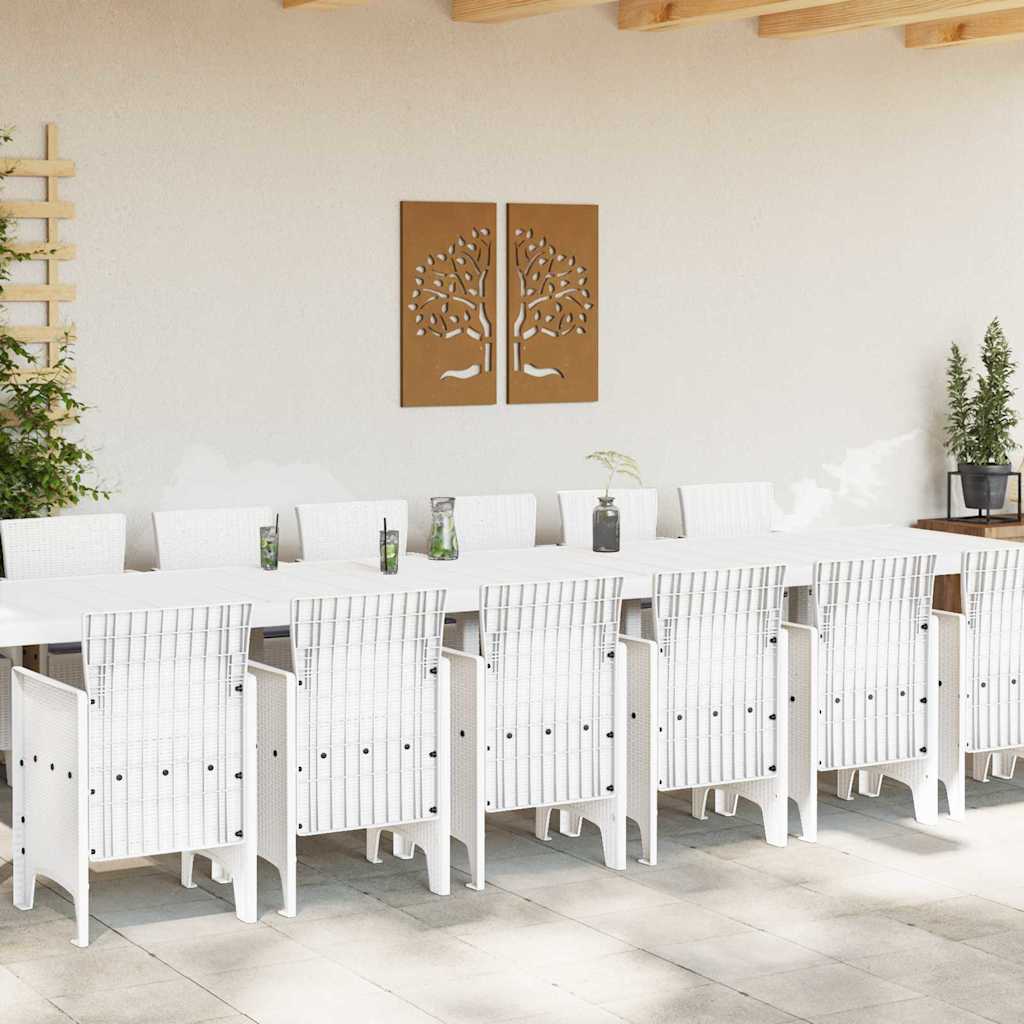 Garden Dining Set 15 pcs White Polt rattan
